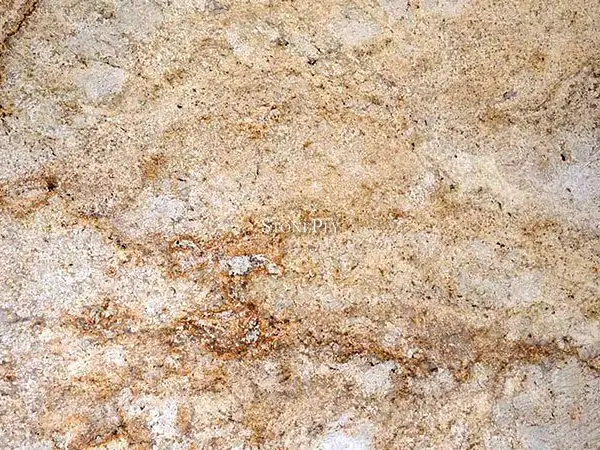 Colonial Gold Granite Slab Specifications Primary Color(s): Gold, Cream Accent Color(s): Gray, Brown, Rust Material Type: Granite Price Range: Medium Finish: Polished (Other finishes available upon request) Slab Thickness: Available in multiple thicknesses upon request Country of Origin: India Colonial Gold Granite