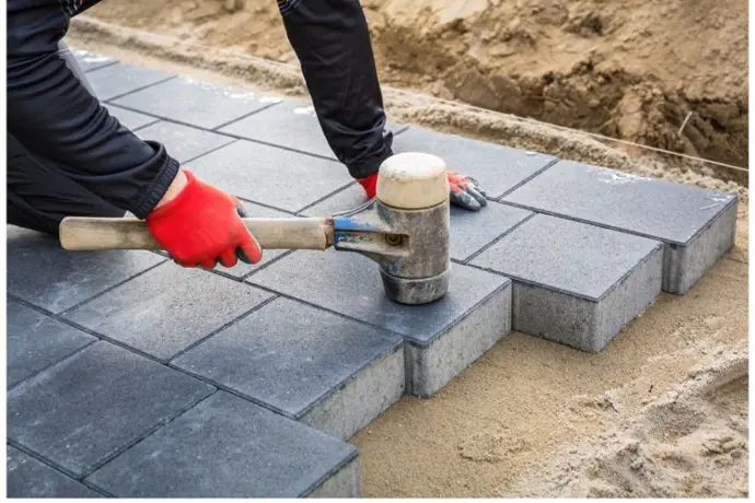 interlock paver laying